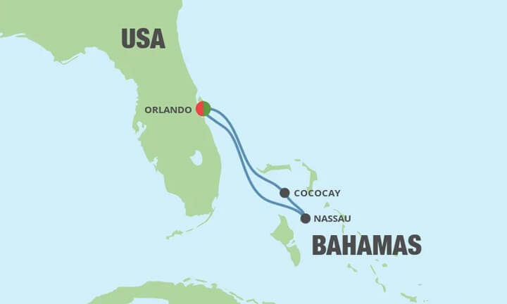 Itinerary: Orlando, Nassau, Cococay Bahamas